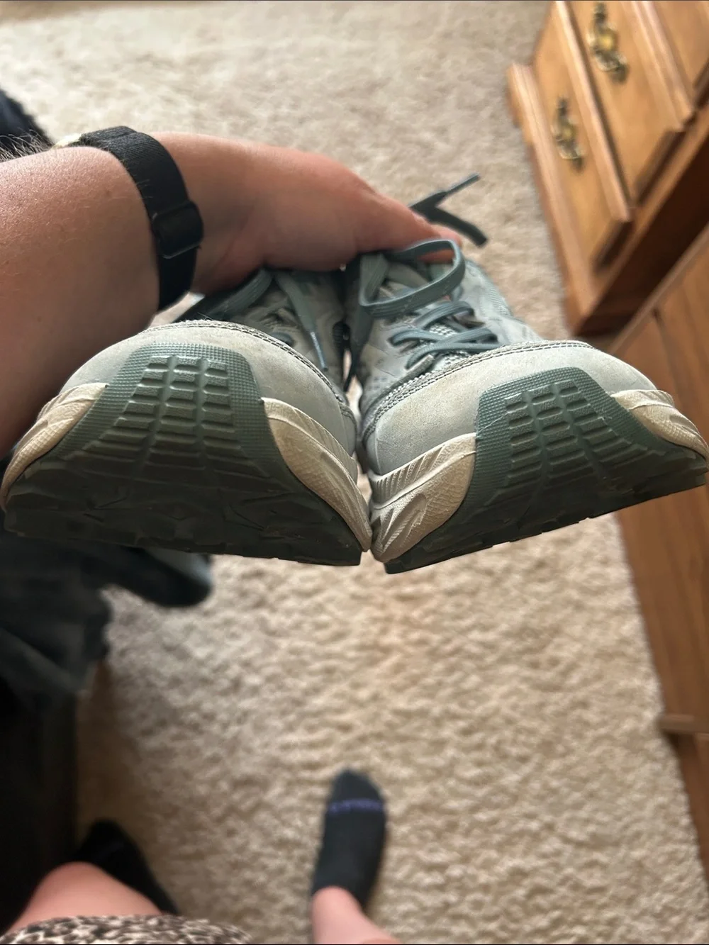 Hoka Men's Athletic Shoes Teal and Light Gray